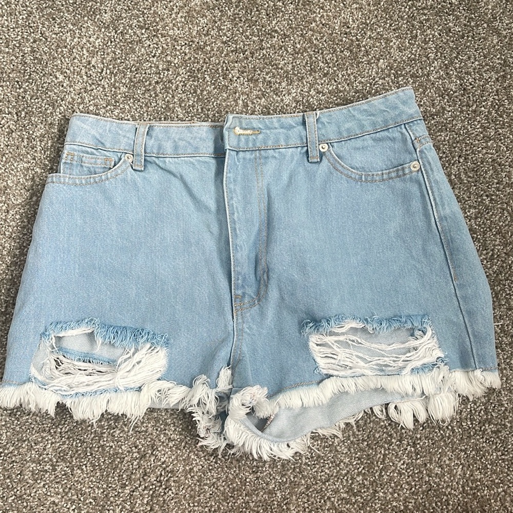 Light wash jean shorts